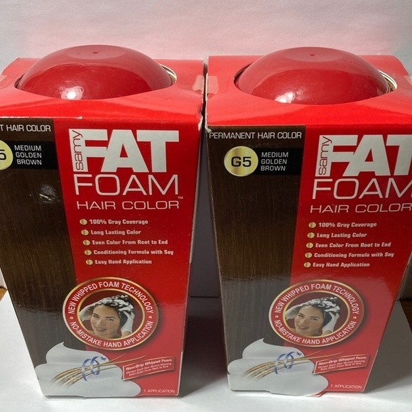 Samy Fat Foam Hair Color G5 Medium Golden Brown 2 Boxes Discontinued - Picture 1 of 14